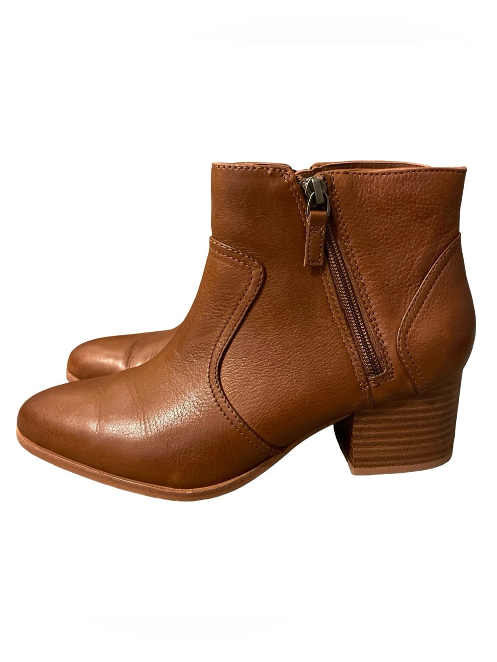 Johnston & Murphy Womens Trista Double-Zip Bootie Brown Boots Size 7.5